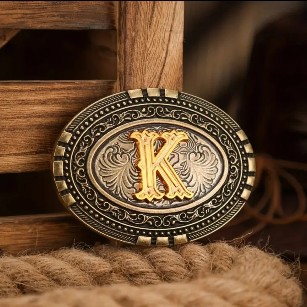 New Men's Western Cowboy Monogram Letter Initial K Belt Buckle